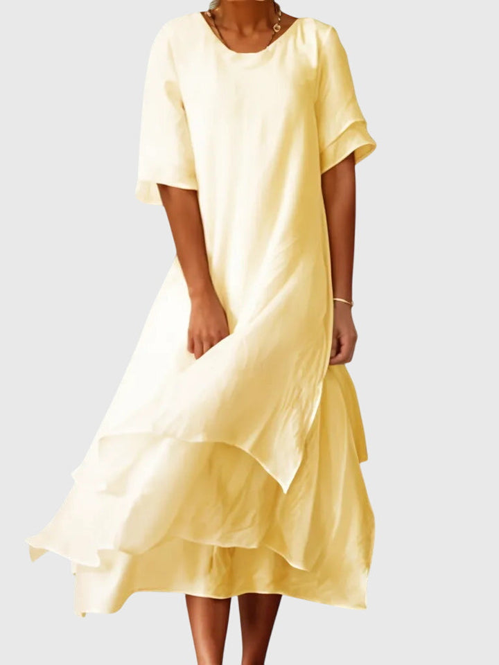 Linen Tiered Maxi Summer Beach Dress