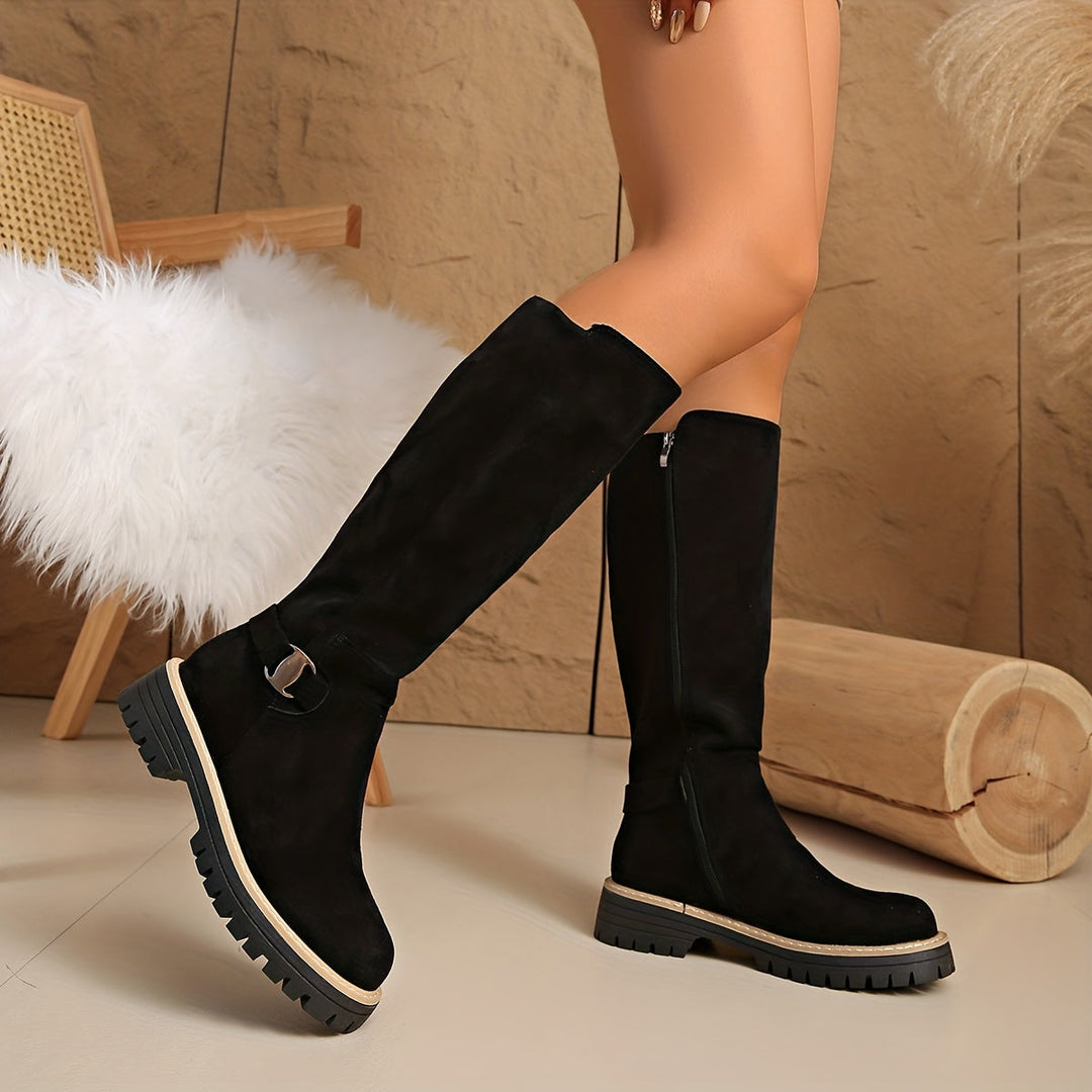 Odessa | Women's Knee High Buckle Platform Boots