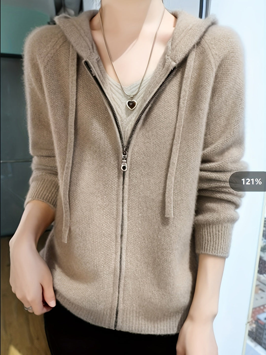 Isolde | Women's Zip-Up Hooded Cardigan for Layering