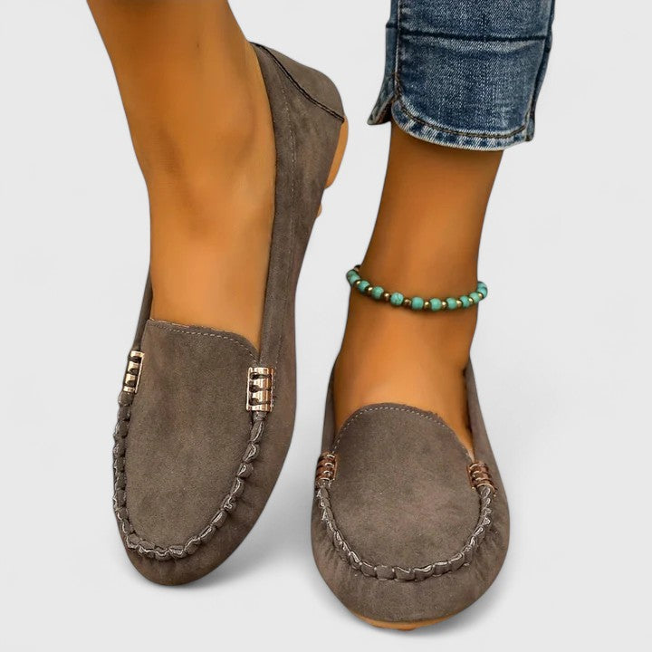 Suede Moccasin Slip On Loafers Women