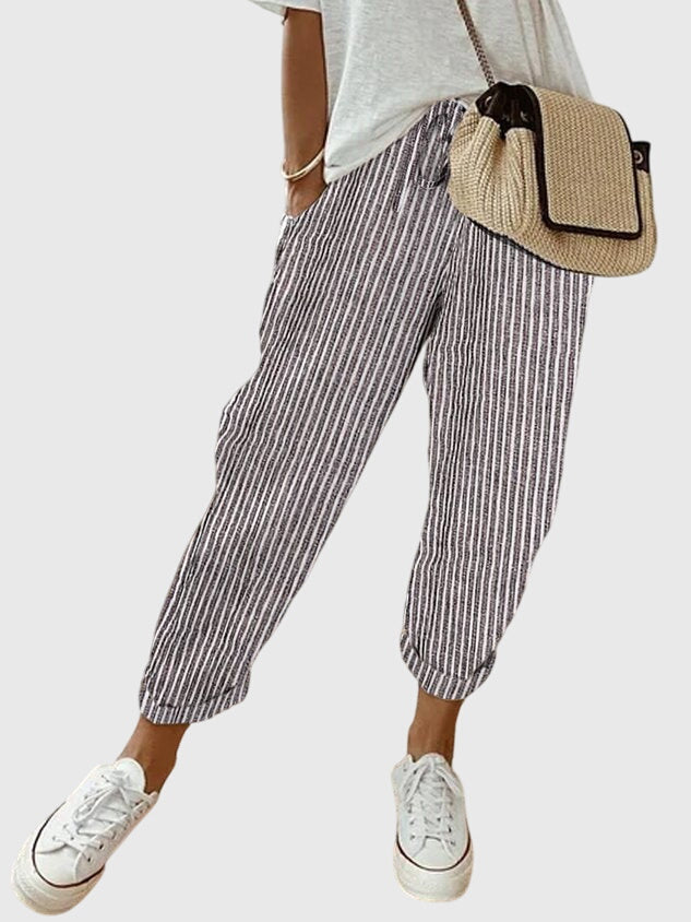 Drawstring Linen Jogger Pants Women - Relaxed Casual Fit