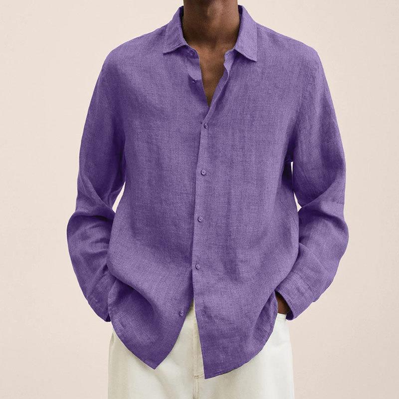 Oversized Long Sleeve Relaxed Fit Linen Shirt Men