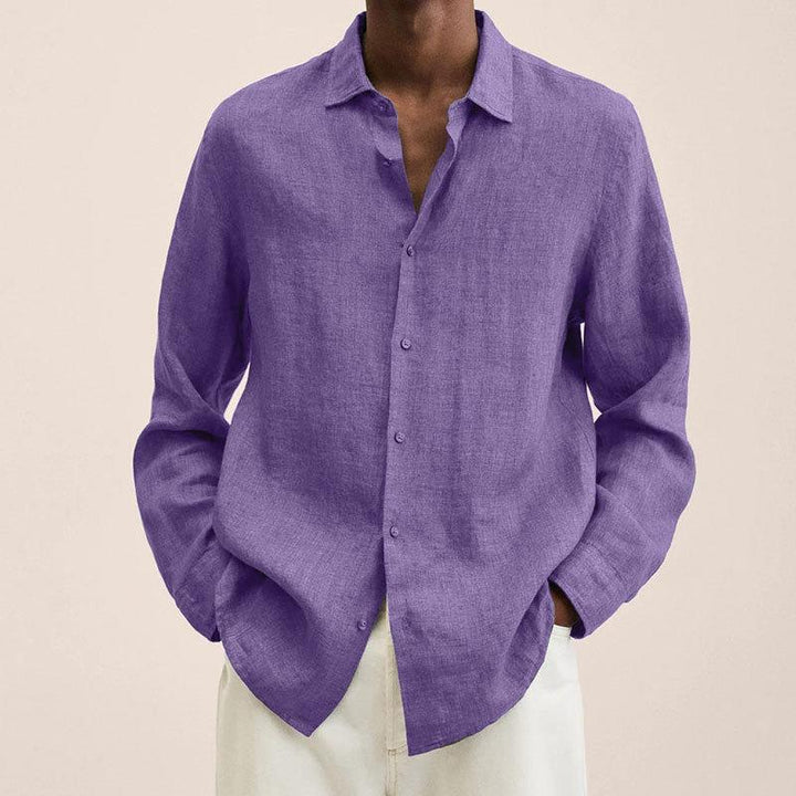 Oversized Long Sleeve Relaxed Fit Linen Shirt Men