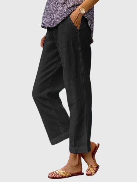 Straight Leg Linen Pants Women - Casual Everyday Comfort