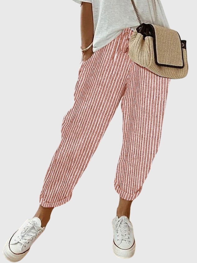 Drawstring Linen Jogger Pants Women - Relaxed Casual Fit