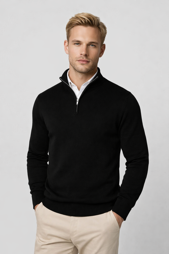 Christopher | Men's Sheep Wool Half-Zip High Neck Sweater