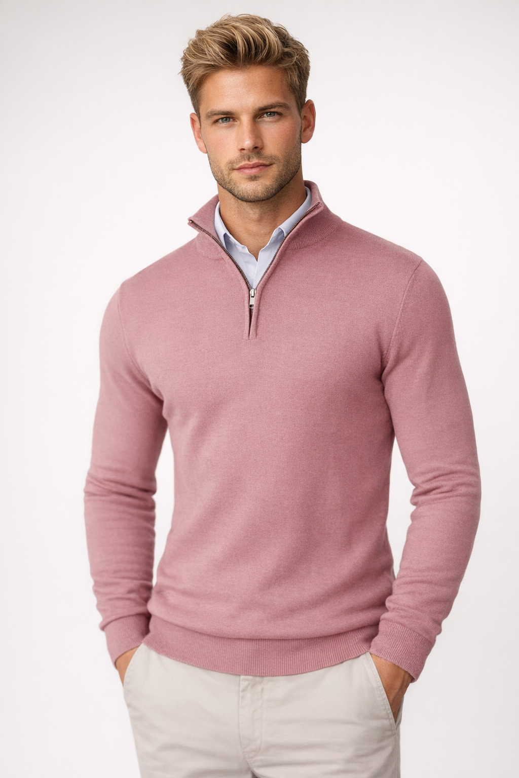 Christopher | Men's Sheep Wool Half-Zip High Neck Sweater