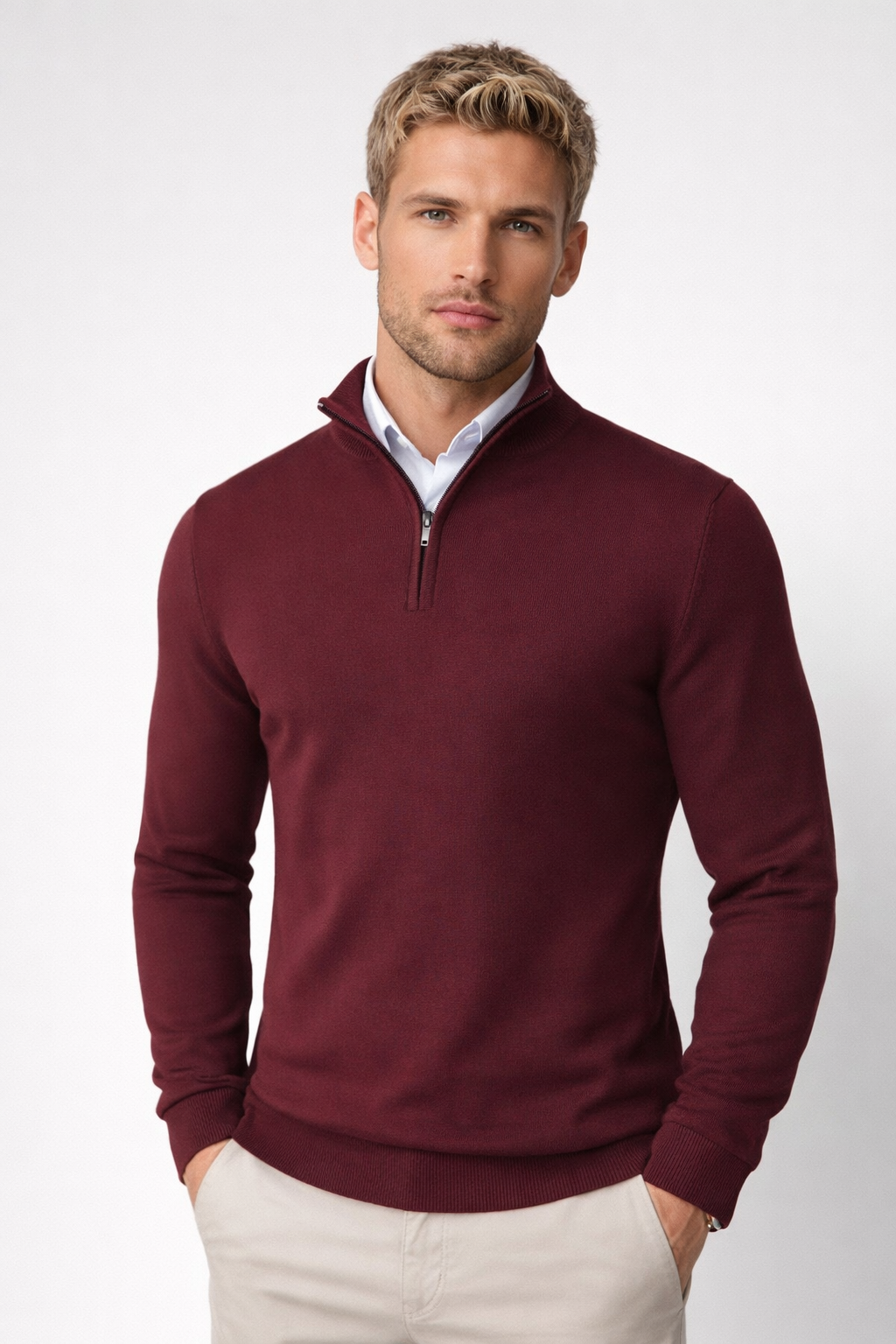 Christopher | Men's Sheep Wool Half-Zip High Neck Sweater
