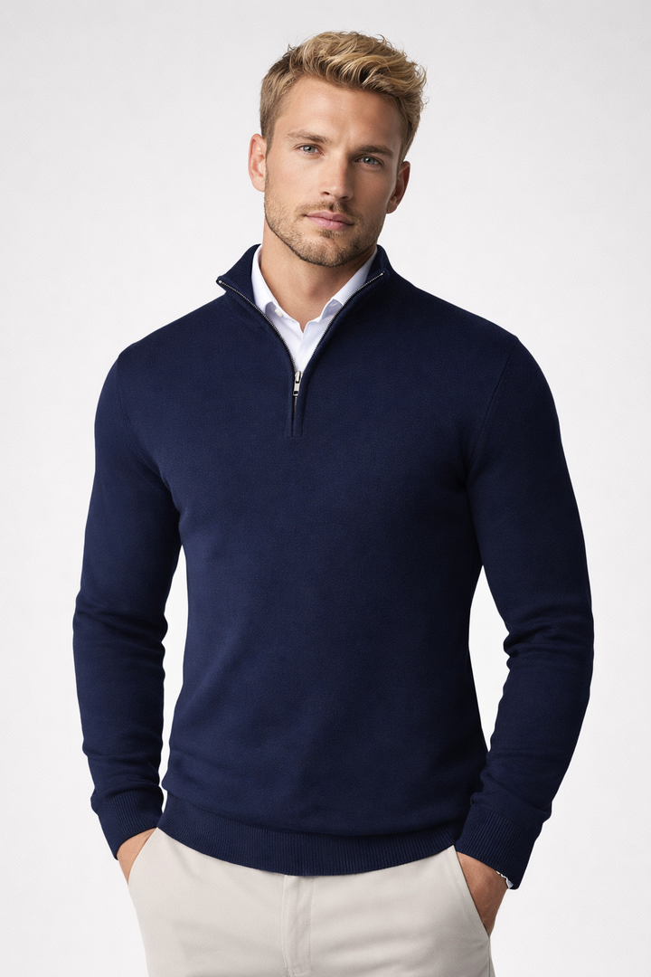 Christopher | Men's Sheep Wool Half-Zip High Neck Sweater