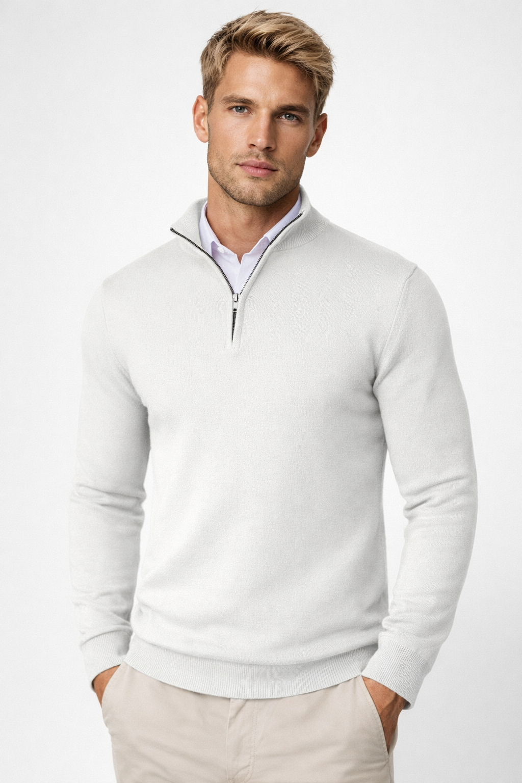 Christopher | Men's Sheep Wool Half-Zip High Neck Sweater