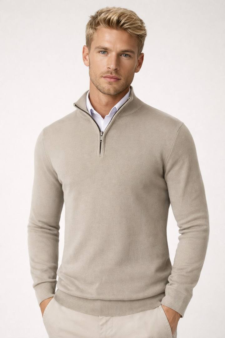 Christopher | Men's Sheep Wool Half-Zip High Neck Sweater