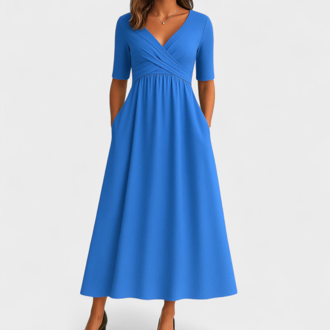 Women's Wrap Midi Dress Casual A Line