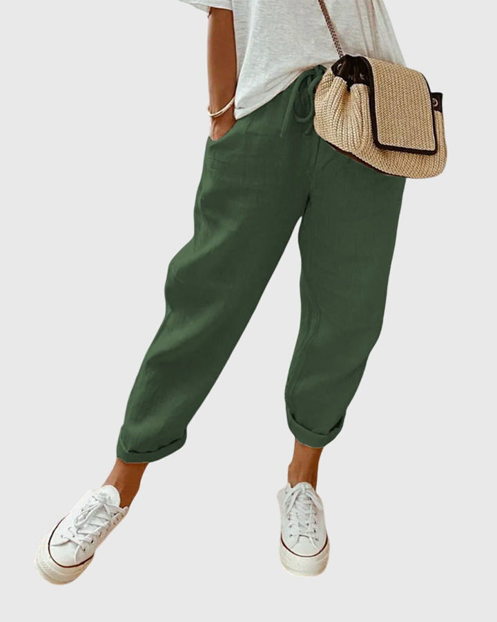 Drawstring Linen Jogger Pants Women - Relaxed Casual Fit