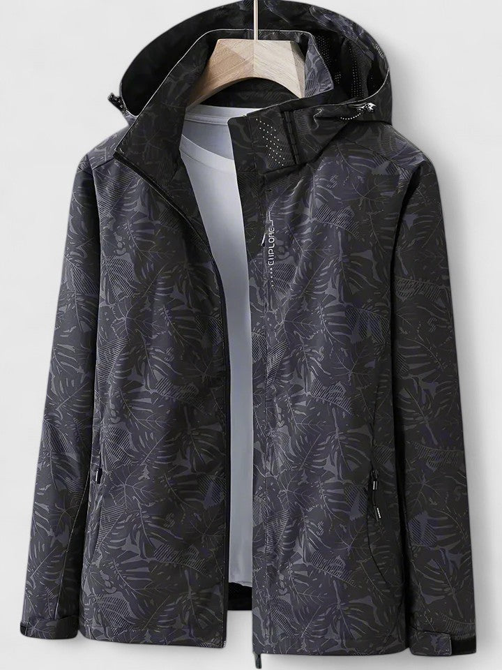 Marigold | Women's Waterproof Hooded Jacket in Tropical Leaf Print