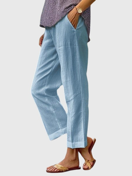 Straight Leg Linen Pants Women - Casual Everyday Comfort