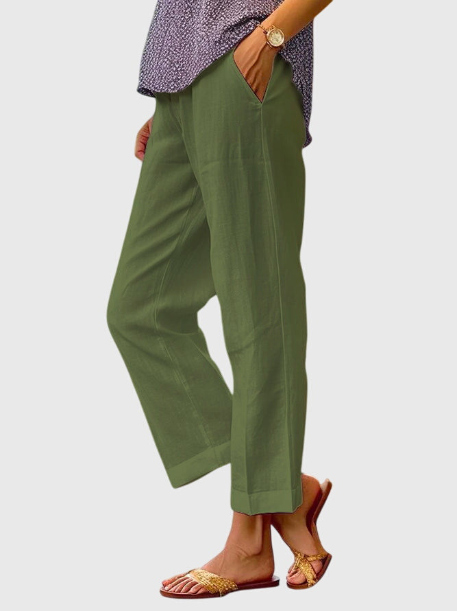 Straight Leg Linen Pants Women - Casual Everyday Comfort