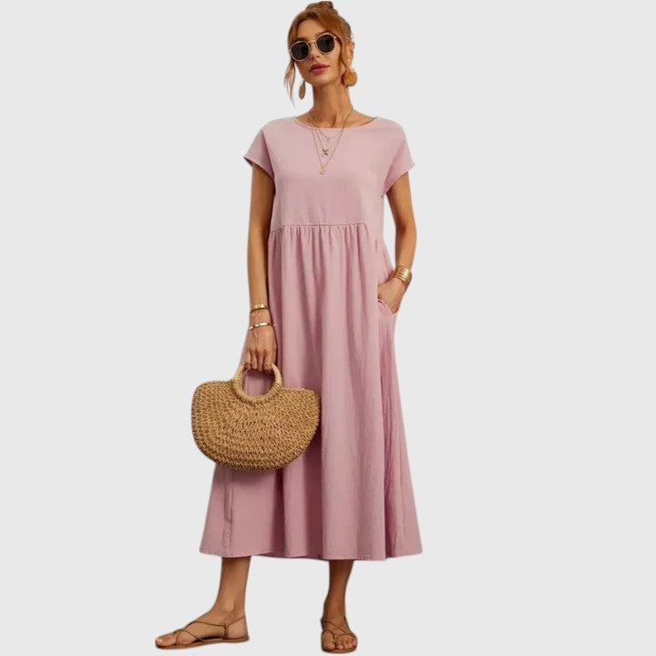 Casual Cotton Linen A Line Summer Maxi Dress