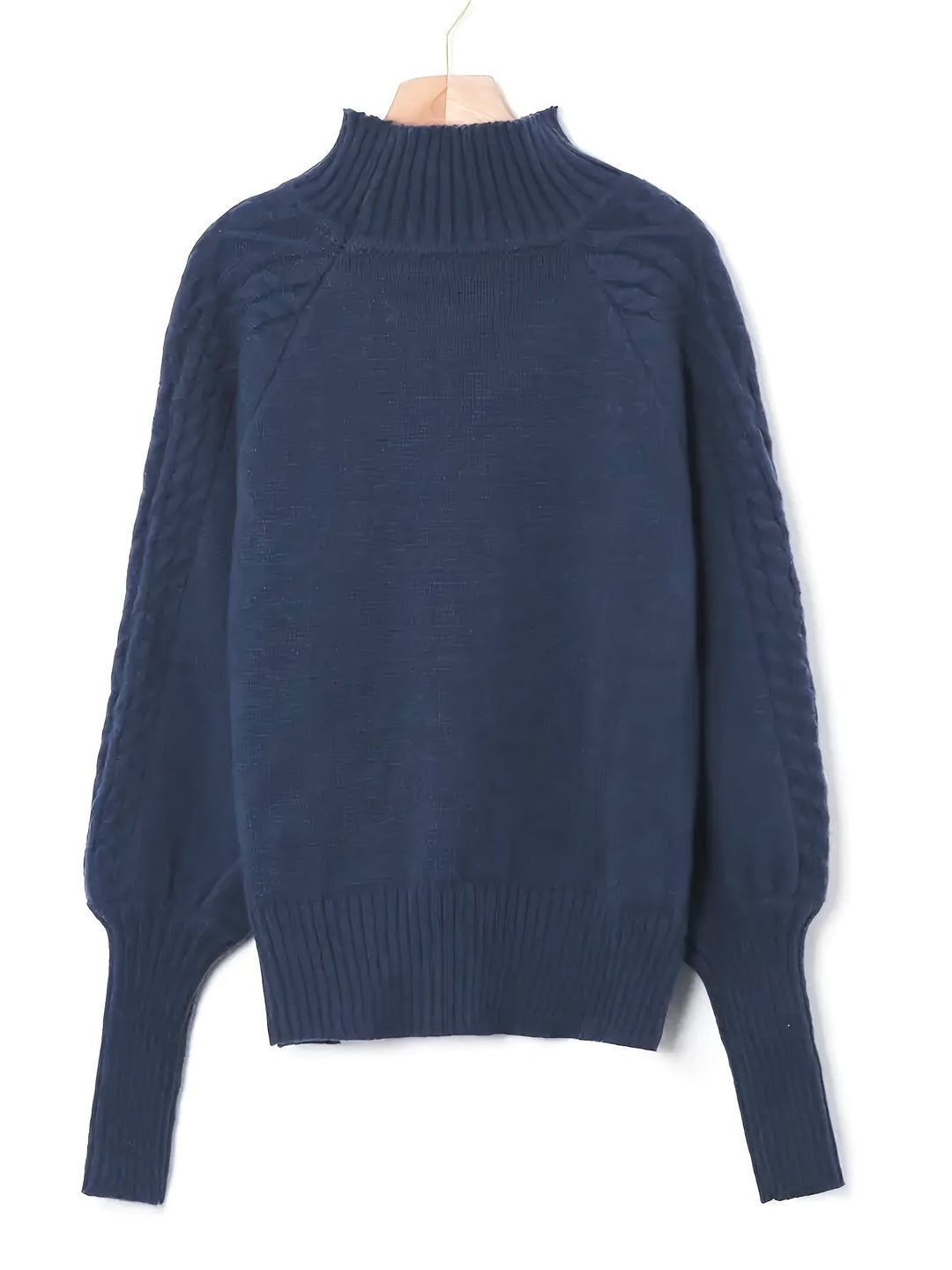 Isolde | Women's Puff Sleeve Mock Neck Cable Knit Sweater