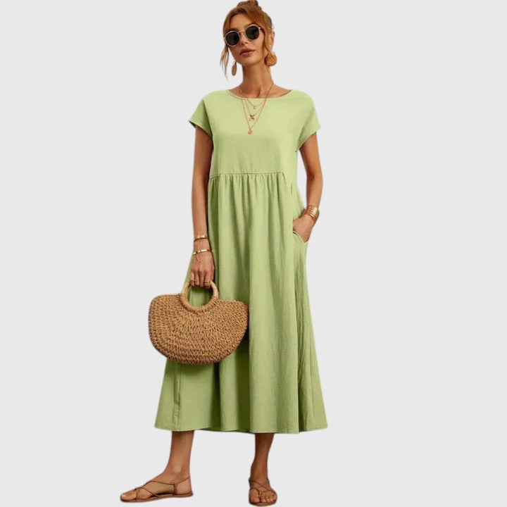 Casual Cotton Linen A Line Summer Maxi Dress