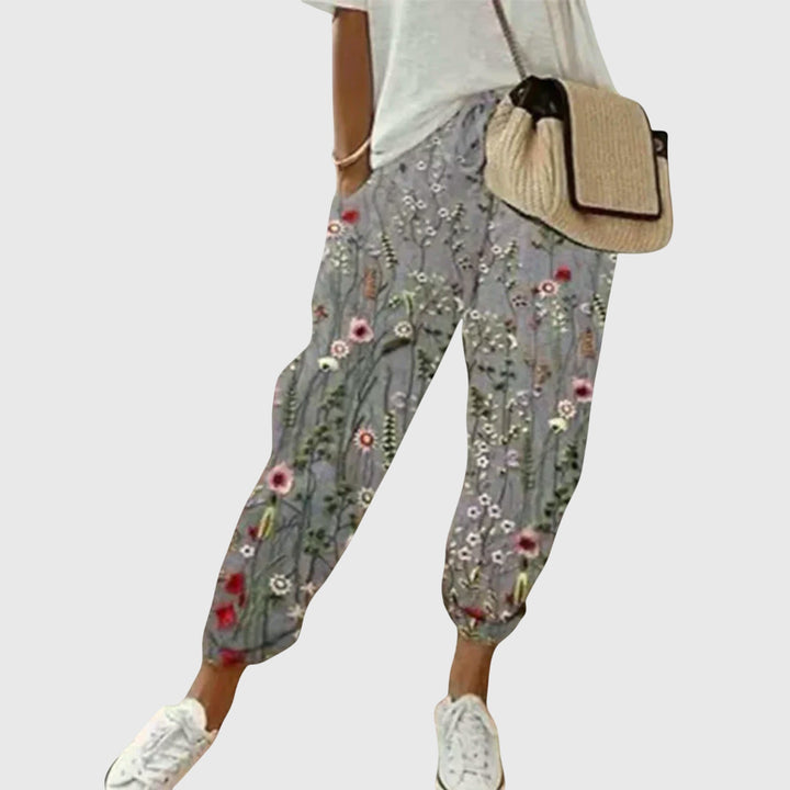 Multistripe Drawstring Linen Jogger Pants Women - Casual Boho