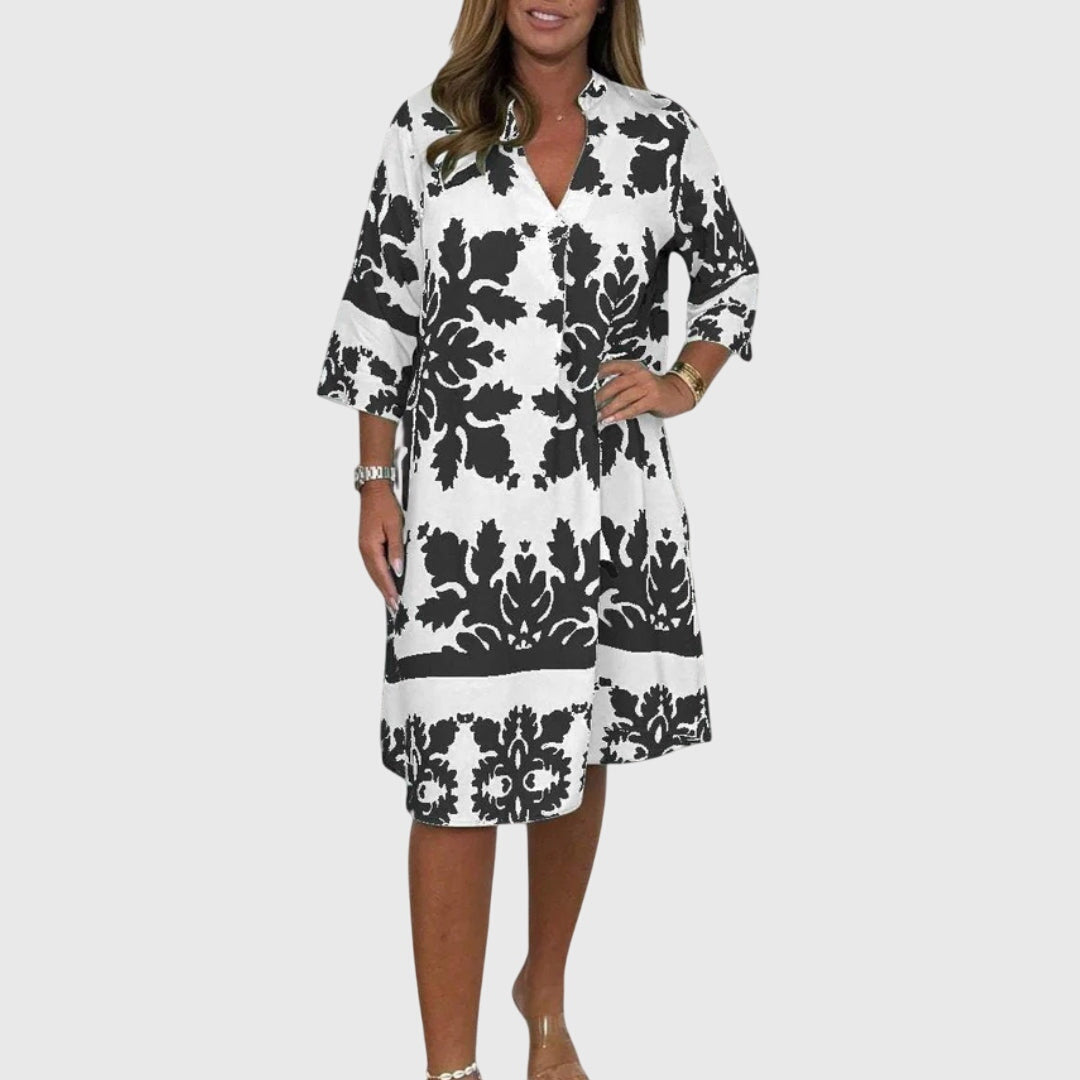Printed Loose Fit Midi Dress
