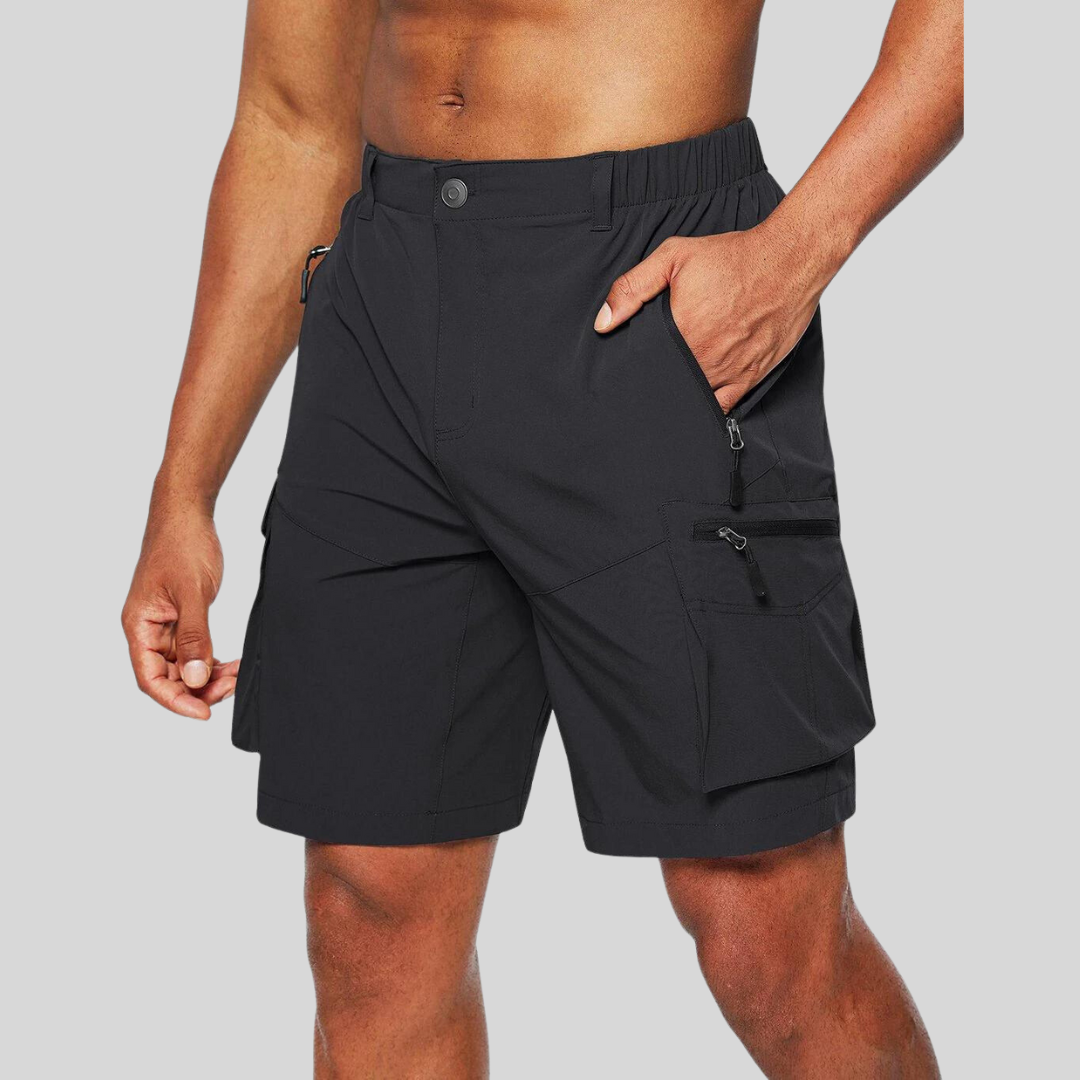 Zip Pocket Elasticated Waist Outdoor Cargo Shorts