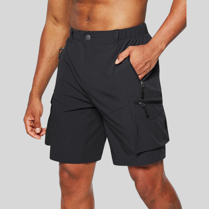 Zip Pocket Elasticated Waist Outdoor Cargo Shorts