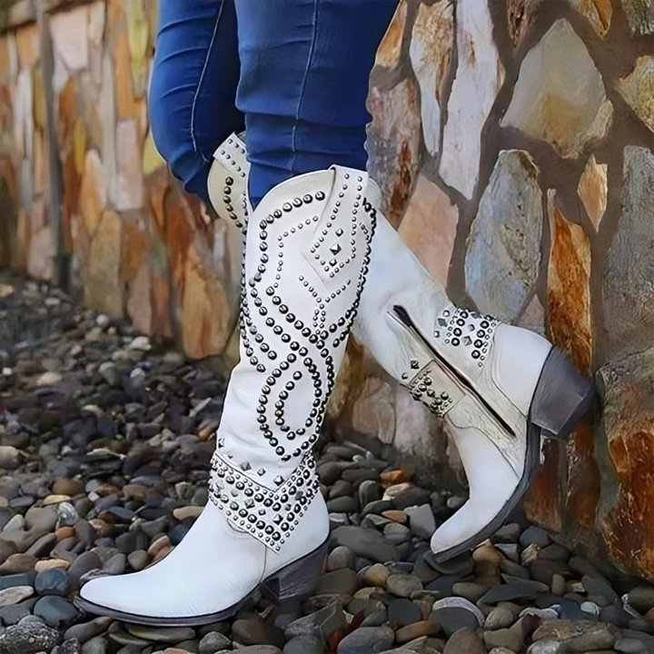Studded Knee High Western Cowboy Boots Women