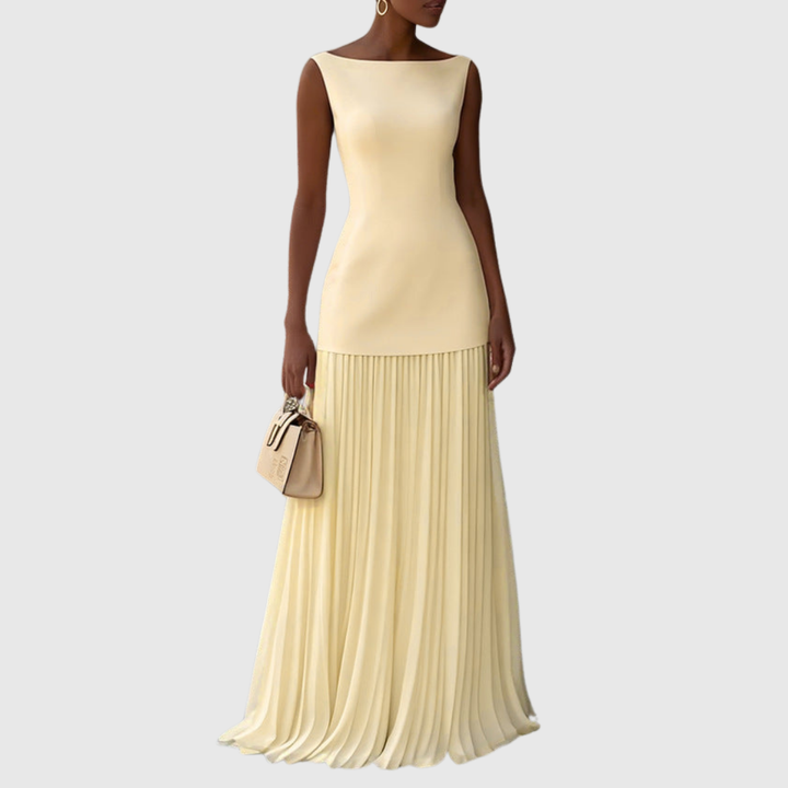 Sleeveless Pleated Hem Maxi Dress Elegant