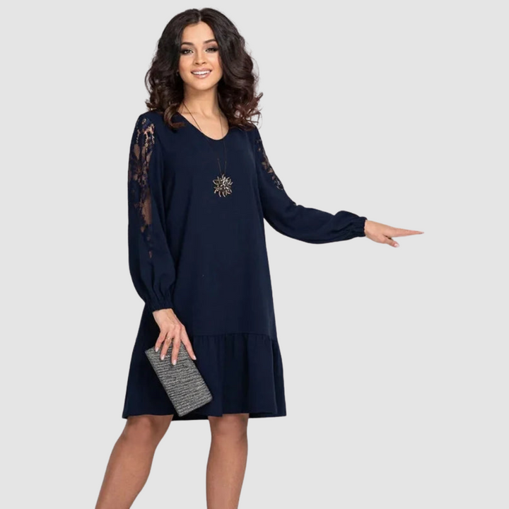 Elegant Lace Sleeve Casual Midi Cocktail Dress