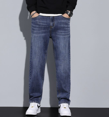 Washed Straight Leg Relaxed Fit Casual Denim Jean