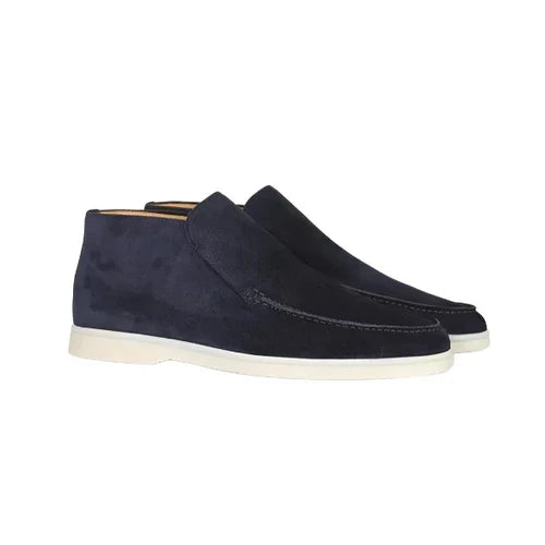 Suede Moc Toe Slip On Mid Cut Casual Loafer Boot