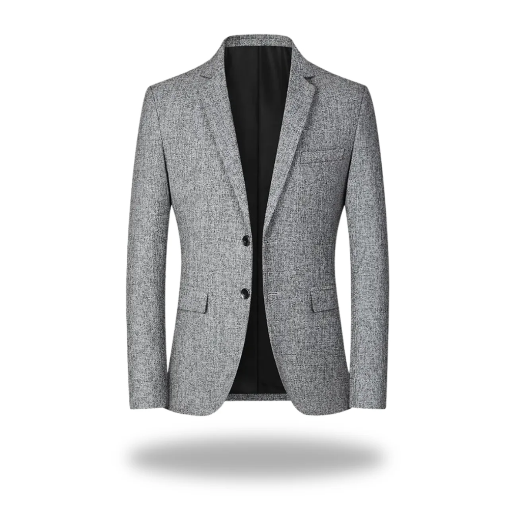 Textured Tweed Notch Lapel Two Button Slim Fit Blazer
