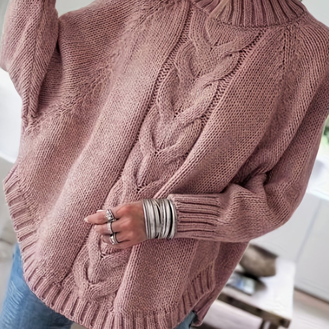 Isolde | Women's Oversized Cable Knit Turtleneck Sweater