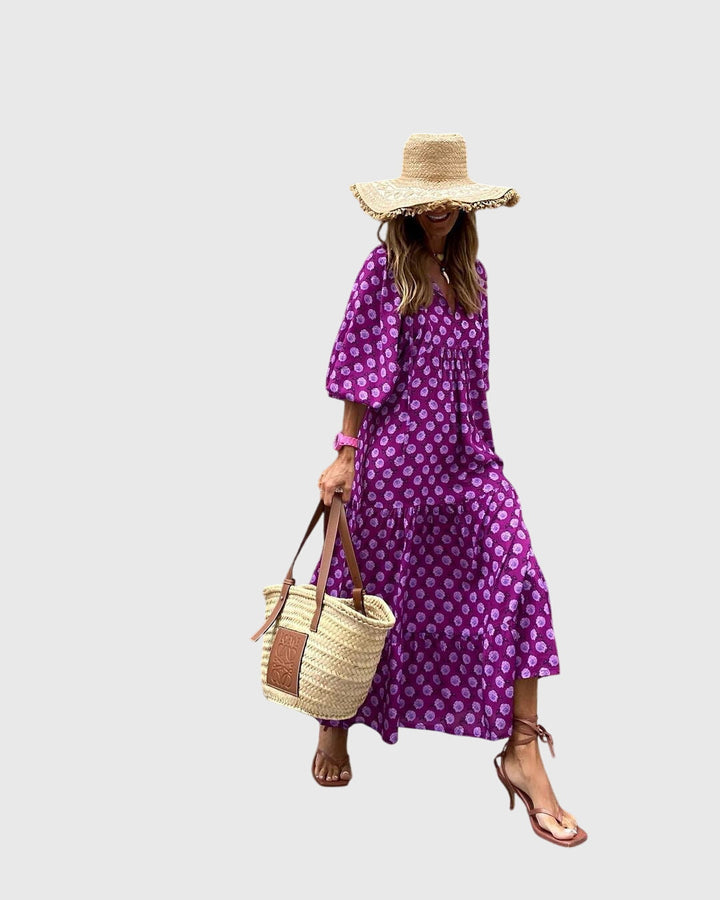 Long Sleeve Floral Maxi Dress Loose Fit