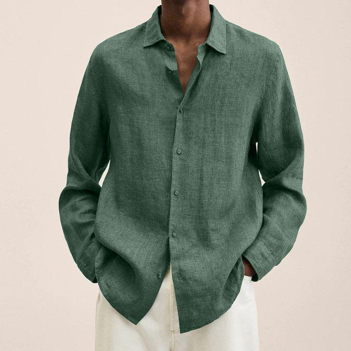 Oversized Long Sleeve Relaxed Fit Linen Shirt Men