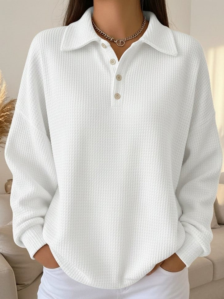 Coraline | Women's Oversized Waffle Knit Polo Collar Sweater