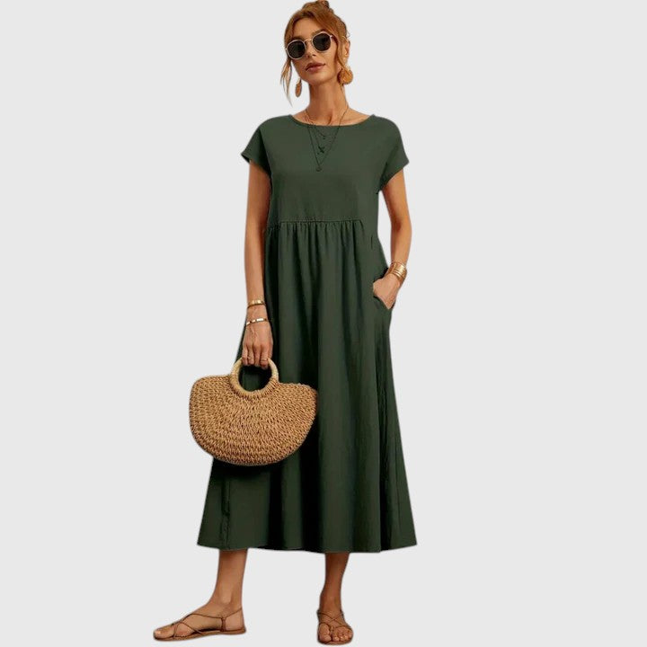 Casual Cotton Linen A Line Summer Maxi Dress