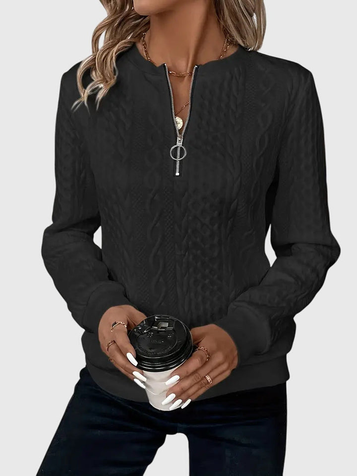 Seraphina | Women's Textured Cable Quarter-Zip Sweater