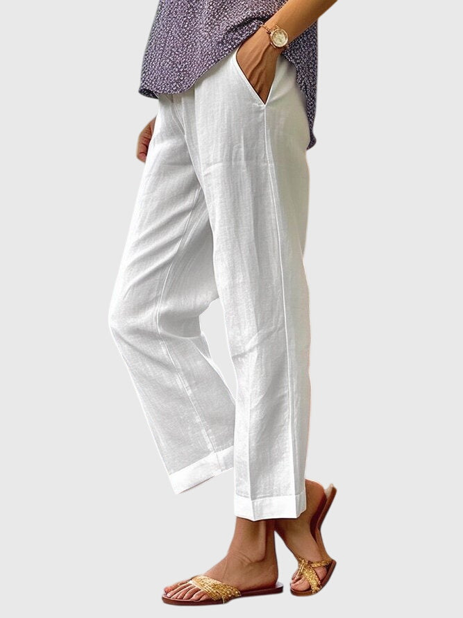 Straight Leg Linen Pants Women - Casual Everyday Comfort