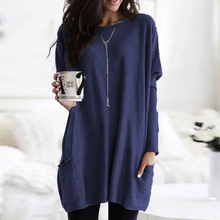 Perrine | Women's Oversized Batwing Crew Neck Tunic Sweater with Pockets