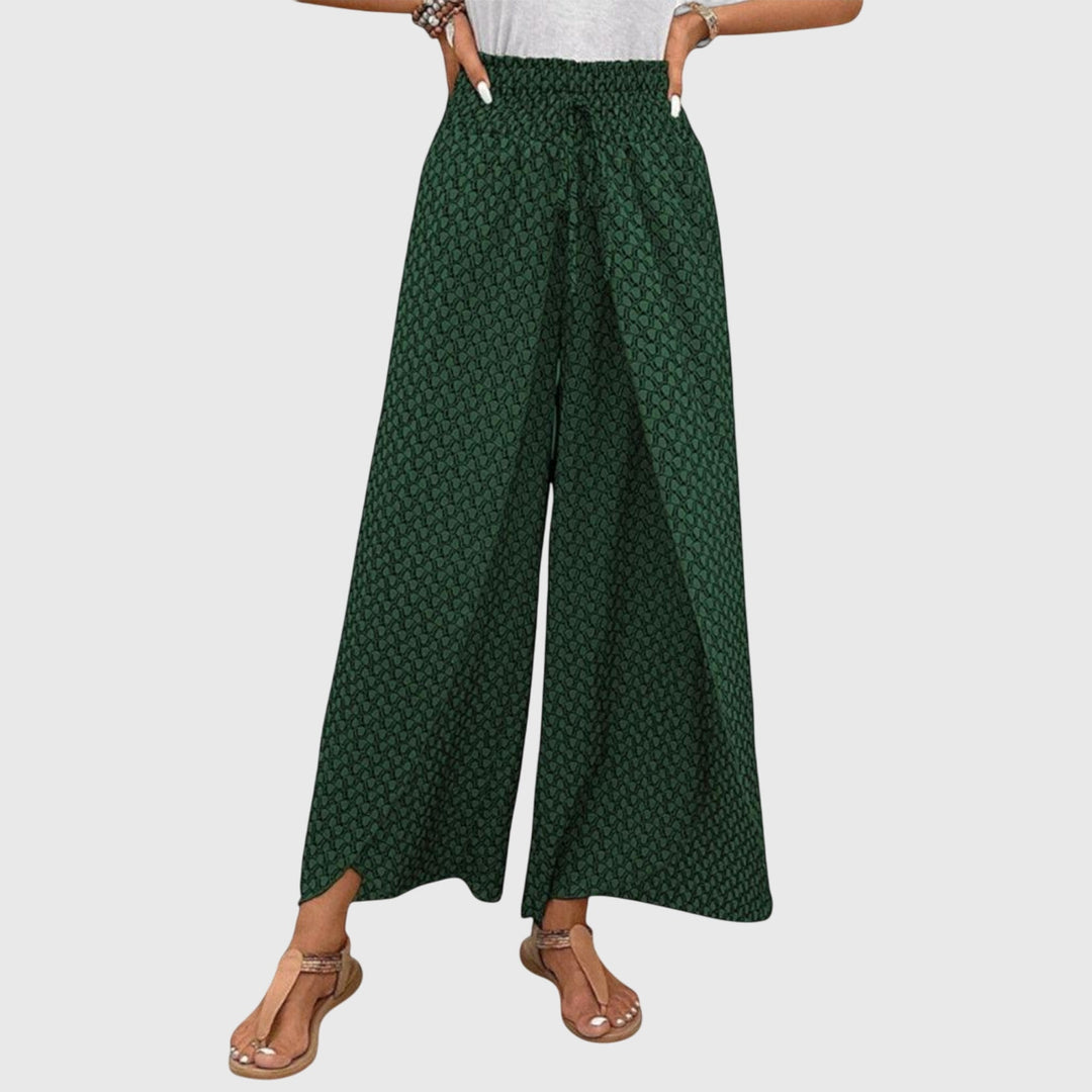 Printed Smocked Waist Wide Leg Palazzo Pants Women - Casual