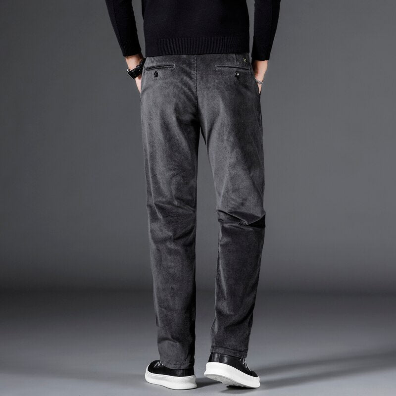 Slim Straight Corduroy Casual Trousers - Smart Everyday Fit