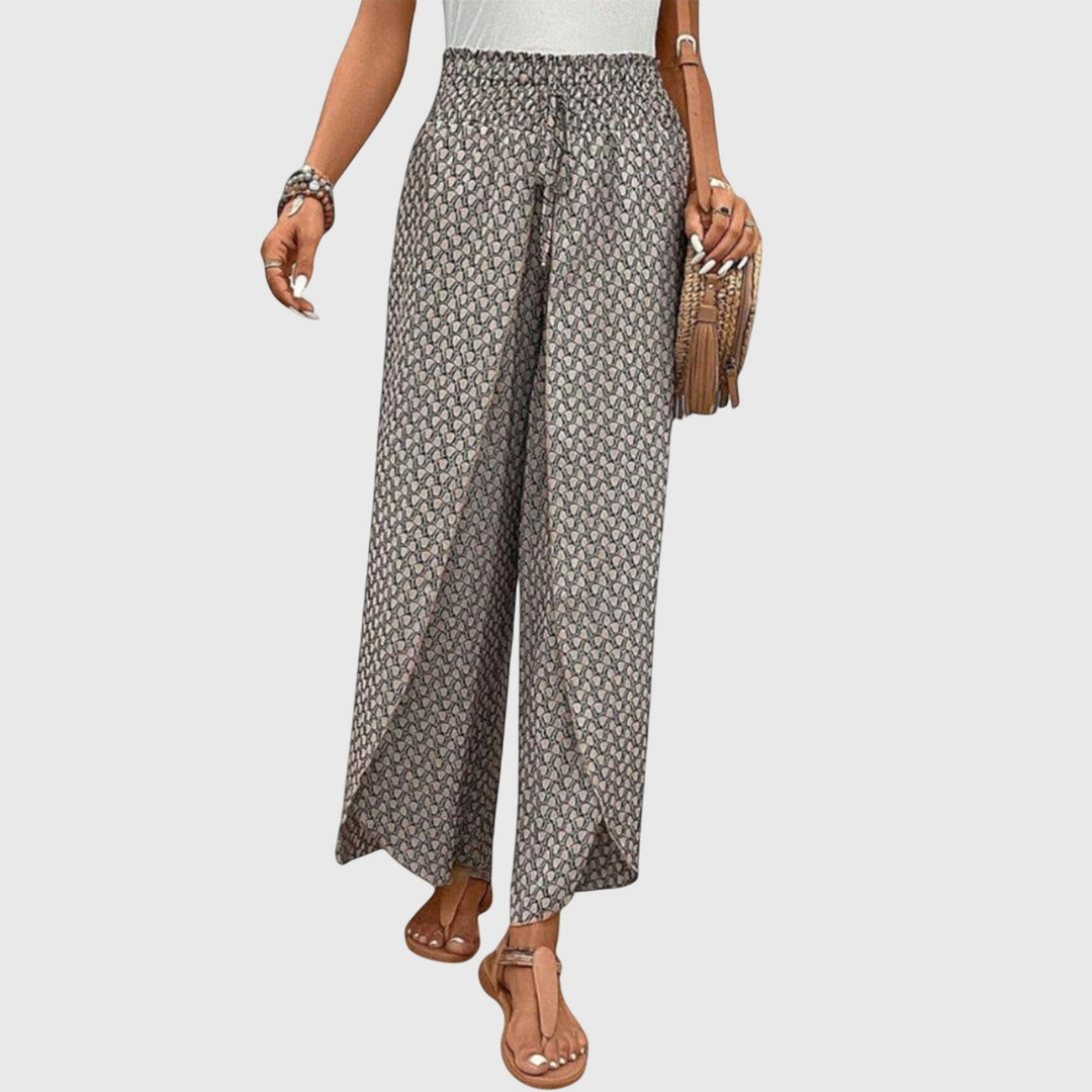 Printed Smocked Waist Wide Leg Palazzo Pants Women - Casual