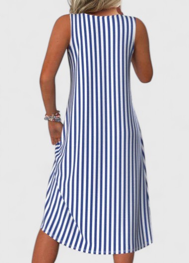 Sleeveless Loose Fit Striped Midi Dress