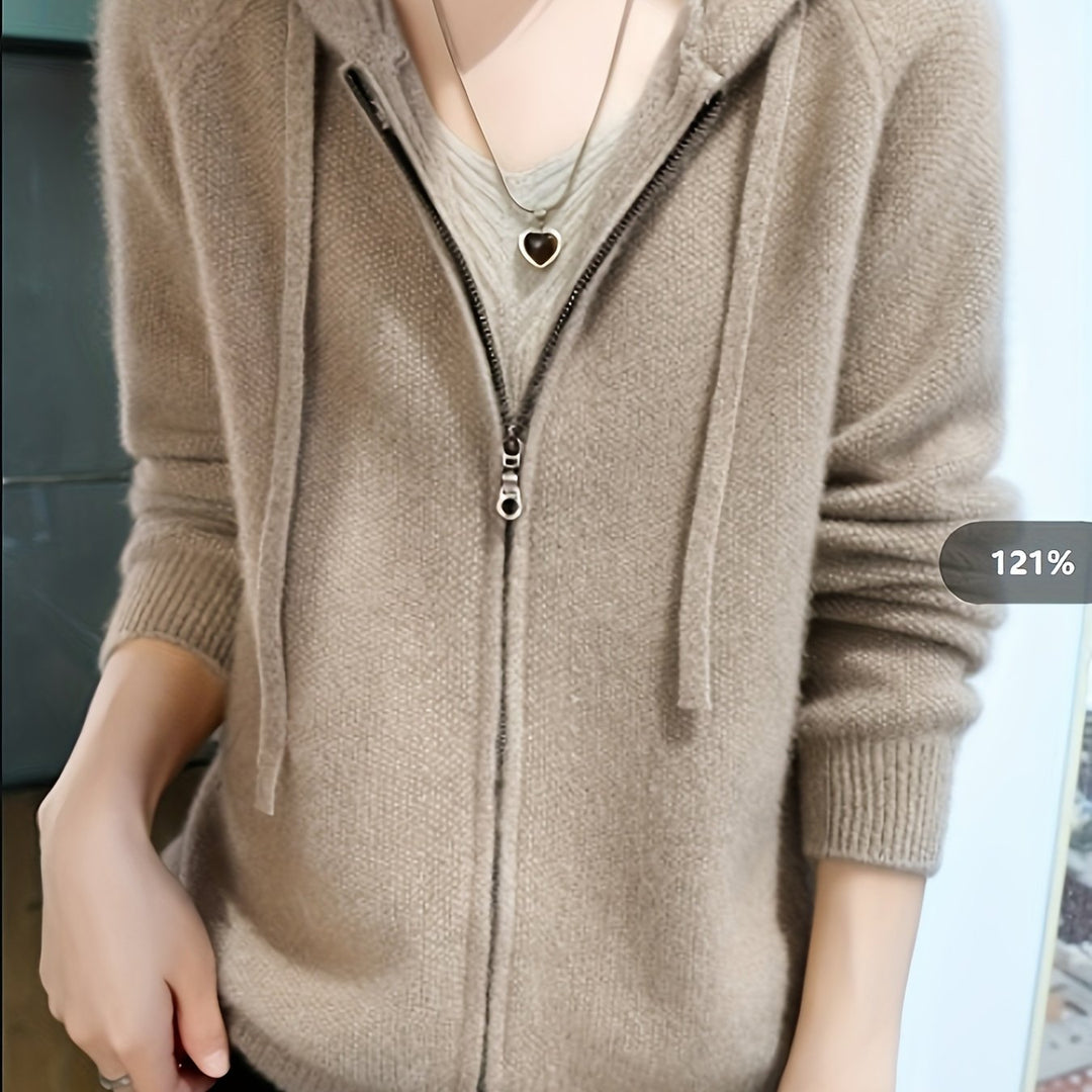 Isolde | Women's Zip-Up Hooded Cardigan for Layering