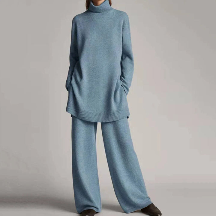 Sylvie | Women's Turtleneck Tunic Sweater Wide Leg Pants Set