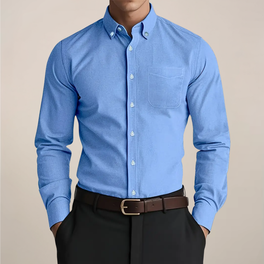 Button Down Collar Long Sleeve Oxford Shirt Men