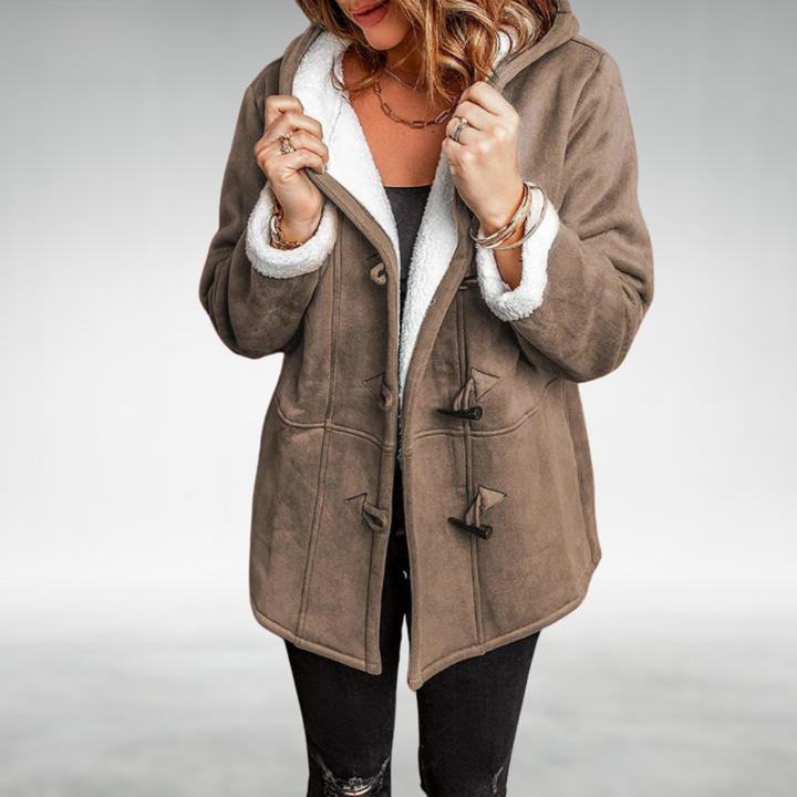 Rosalind | Women's Toggle Button Hooded Coat with Faux Fur Lining