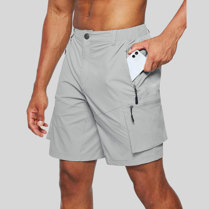 Zip Pocket Elasticated Waist Outdoor Cargo Shorts